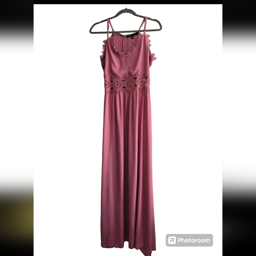 Women's Mauve Boho Lace Halter Maxi Dress